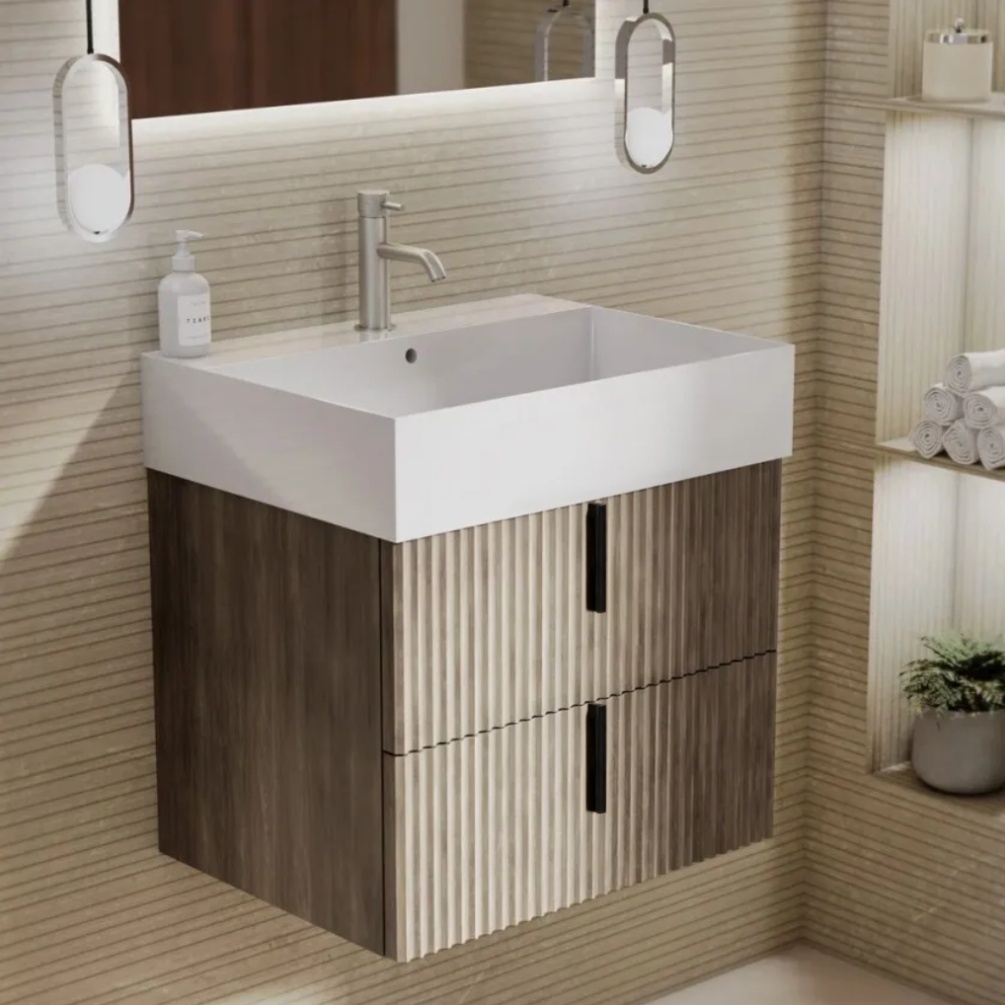 Lifestyle image of Marlow Rockford 600mm Wall-Hung Vanity Unit & Ceramic Basin